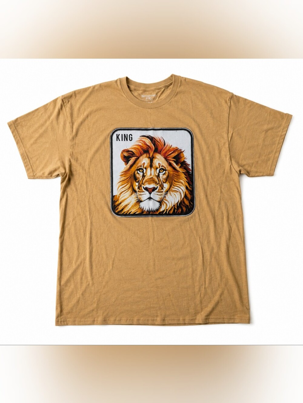 Men's Tan Lion Graphic Crewneck Tee